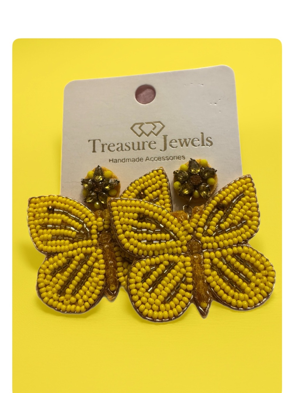 Treasure JewelsYellow Beaded Butterfly Earrings